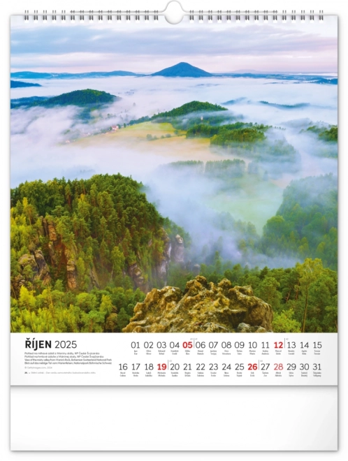 NOTIQUE Muurkalender Tsjechië 2025, 30 x 34 cm