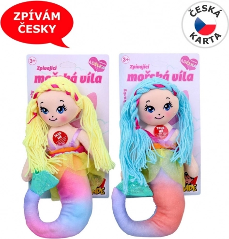 Textielen zeemeermin-pop met geluid 38 cm