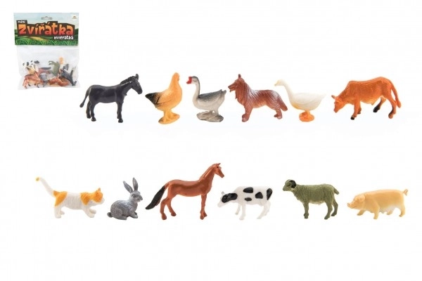 Dieren mini boerderij kunststof 4-6cm 12st in zakje