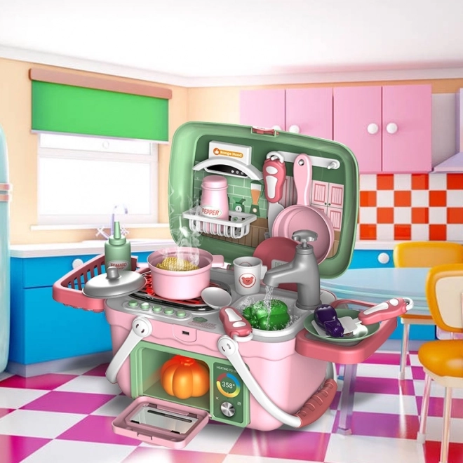 Woopie set van een kleine kok 2in1 draagbare keuken in een mandje 30 stuks