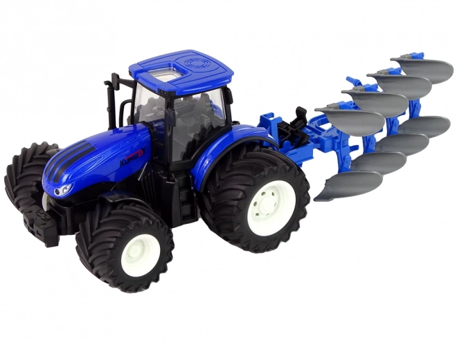 Afstandsbediening tractor 1:24 Blauw metalen ploeg