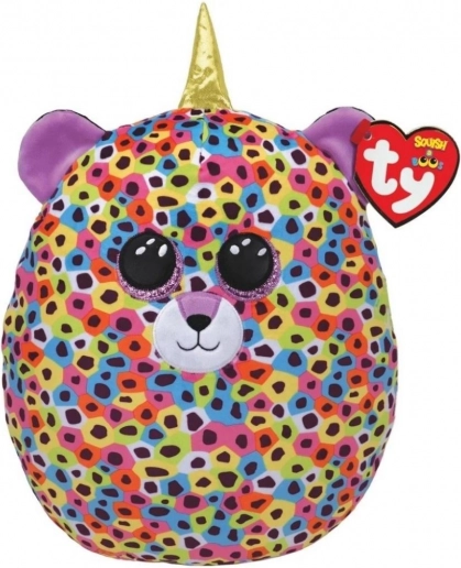 Pluche kussen TY Squish-a-Boos luipaard met hoorn, multicolor 22 cm