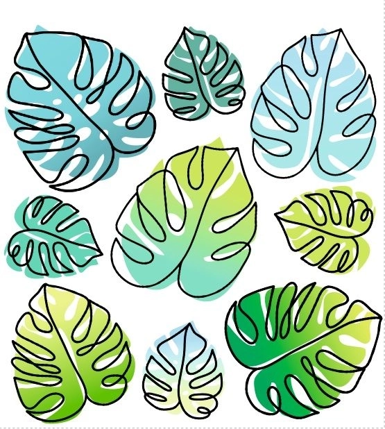 Opstrijkbare afbeeldingen met monstera-bladeren 15 × 21 cm