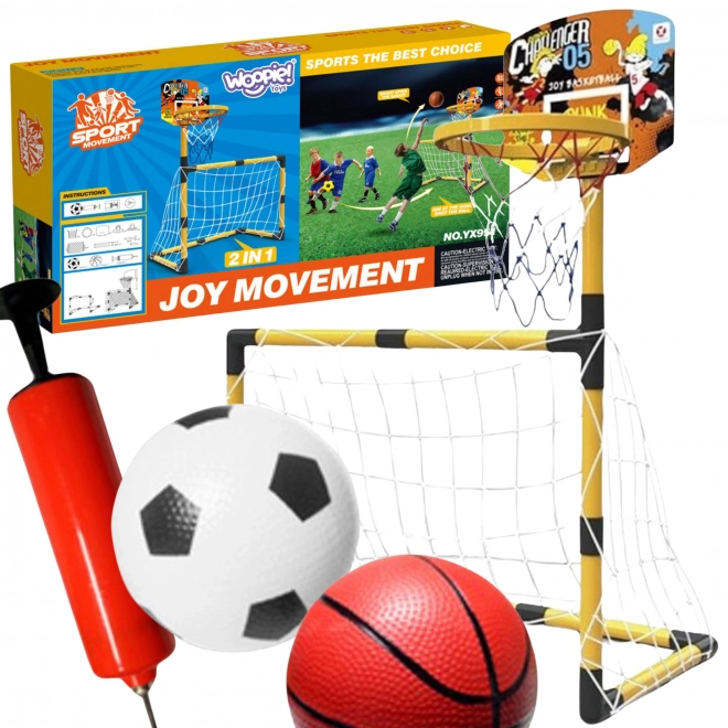Woopie sportset 2-in-1 basketbal en voetbaldoel