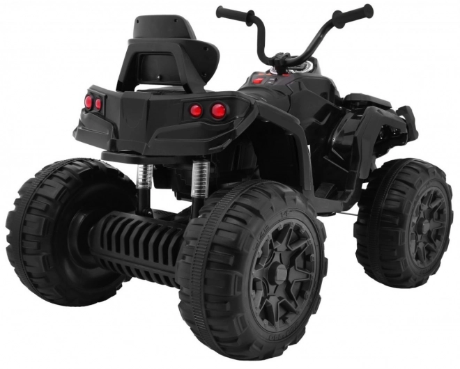 Kinder accu quad zwart + EVA wielen + MP3 radio + LED + langzame start