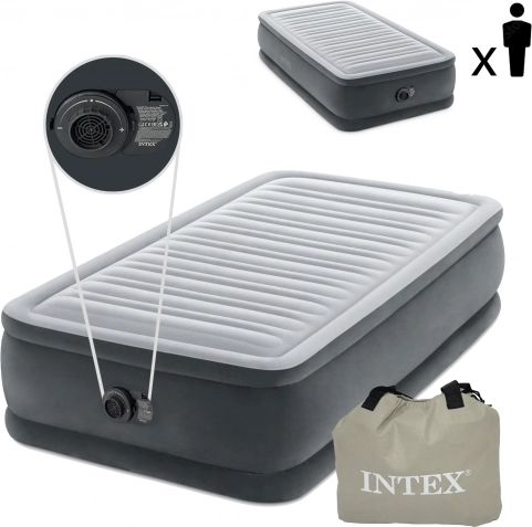 opblaasbaar luchtbed voor één persoon 191 × 99 cm met elektrische pomp Intex Deluxe