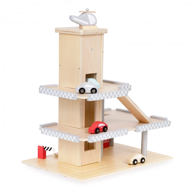 ECOTOYS Grote houten garage met lift en autootjes