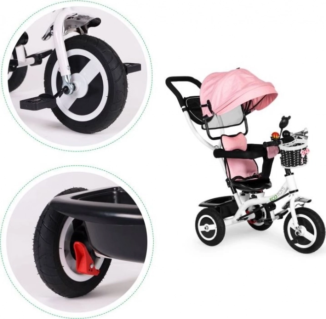 ECOTOYS Driewieler met dak en stuurstang roze