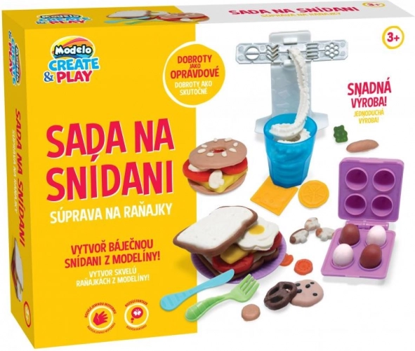 Modelo set voor een klei-ontbijt voor kinderen