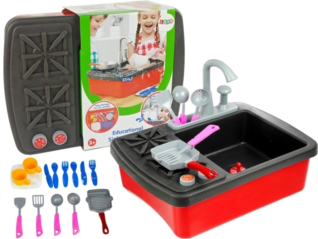 Kinderkeukentje met gootsteen en accessoires