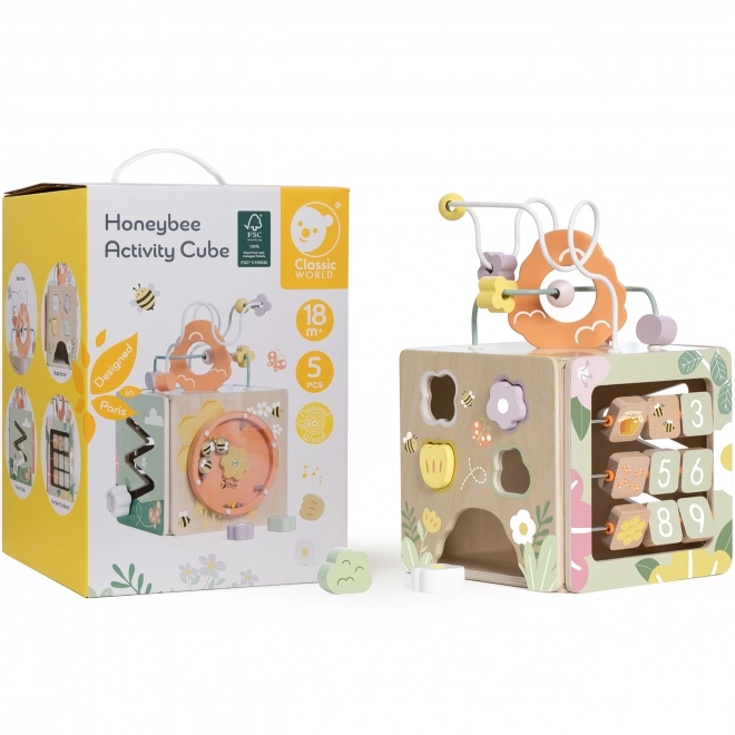 Klassieke houten educatieve kubus 5in1