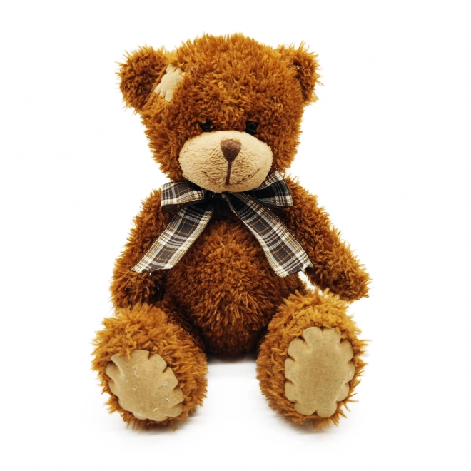 Pluchen beer met strik 25 cm donkerbruin