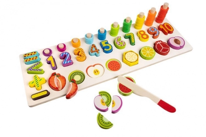 Houten educatief speelgoed met cijfers en fruit