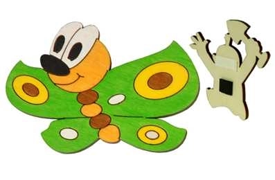 DoDo Houten decoratieve magneet groene vlinder