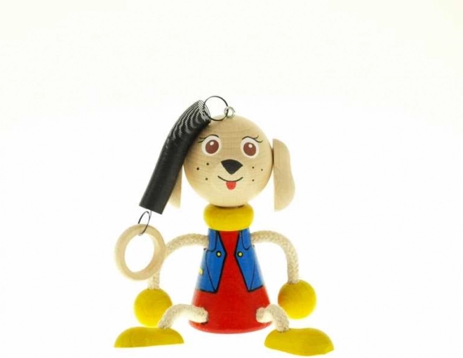 hond op veer houten hangspeeltje