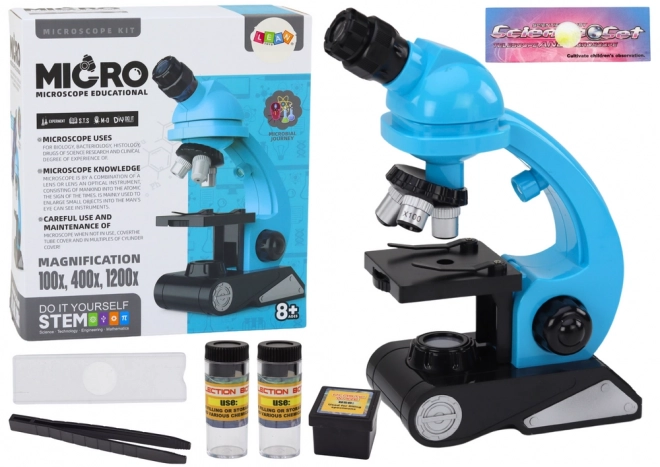 Educatieve microscoop voor kinderen met accessoires blauw