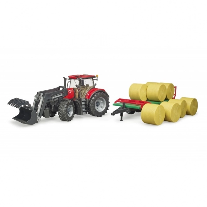 Bruder Tractor Case IH Optum 300 CVX met frontlader en balenwagen