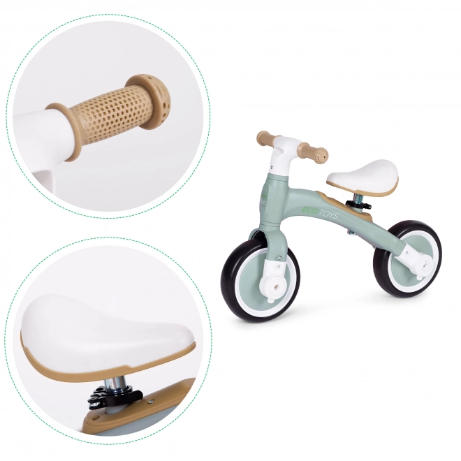 Balansfiets met pedalen - training zijwieltjes 3in1 ECOTOYS – Groene