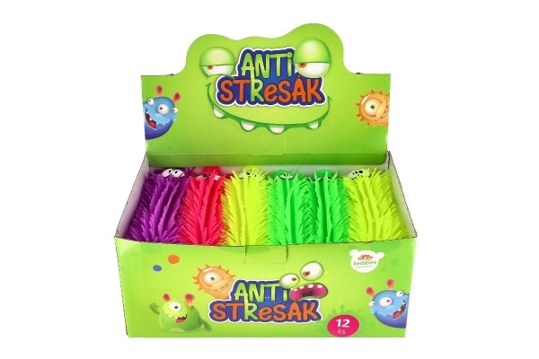 Housenka antistress knijpbare siliconen 30cm op batterijen met licht in 4 kleuren in zak 12 stuks in doos