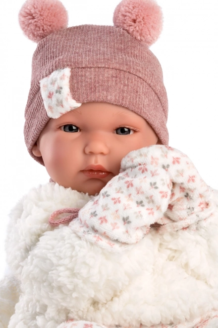 Llorens 63576 NEW BORN MEISJE - realistische baby pop met volledig vinyl lichaam - 35 cm