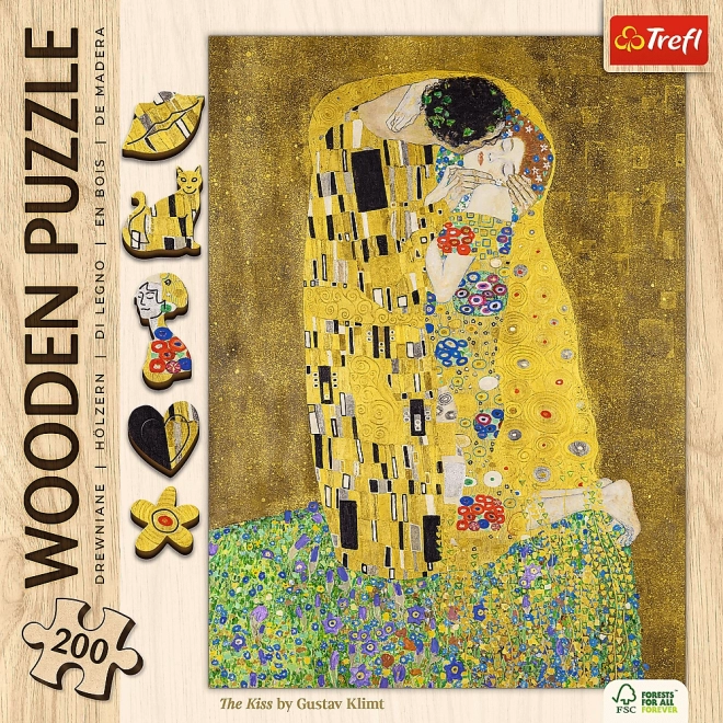 Houten puzzel Gustav Klimt - De Kus 200 stukjes