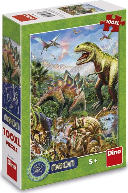 Lichtgevende puzzel wereld van dinosaurussen 100 XL stukken