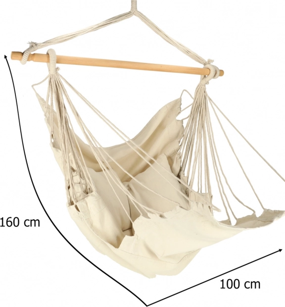 Braziliaanse hangstoel met voetensteun 130 cm beige
