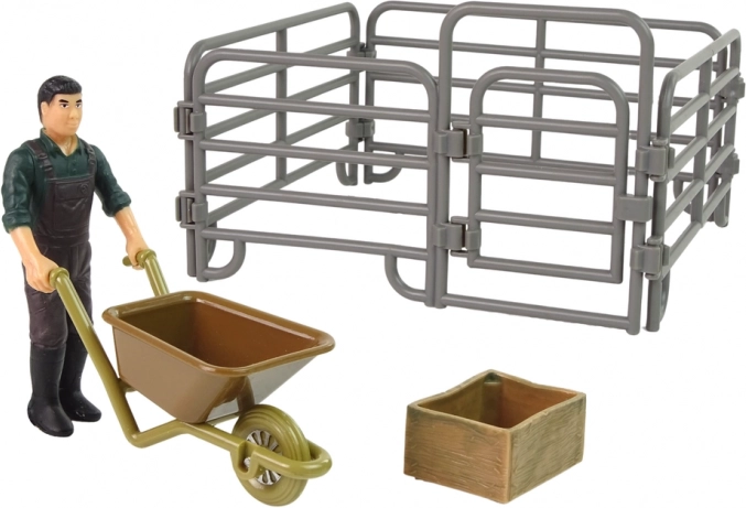 Boer, kruiwagen en hek voor rollenspel