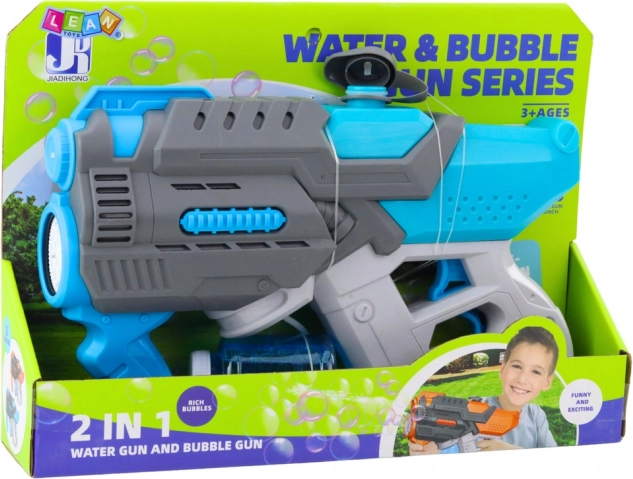 Elektrisch waterpistool met bellenblazer 2-in-1 blauw-grijs