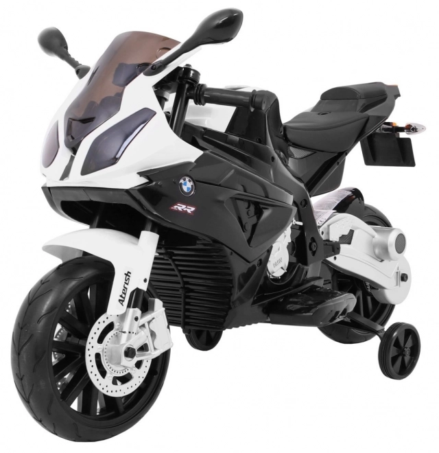 BMW S1000 RR Kinder motorfiets op batterijen + ondersteunende wieltjes + voetsteun – zwart