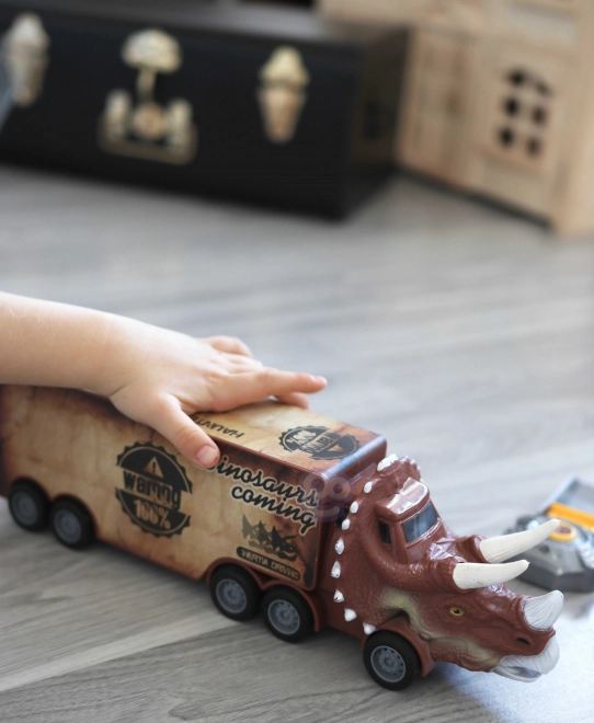 Dinosaurus vrachtwagen met lanceerinrichting en autootjes