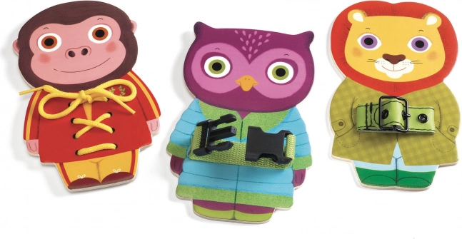 Djeco Attachtou educatieve houten dieren met verschillende sluitingen