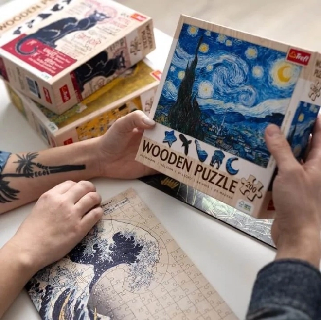 Houten puzzel Kunst: Steinlen - Zwarte kat, 200 stukjes
