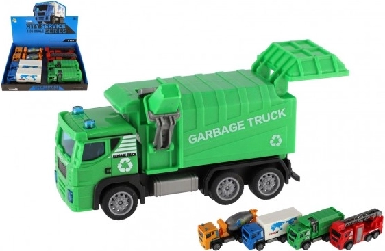 Kunststof speelgoedvrachtwagens met terugtrekmotor