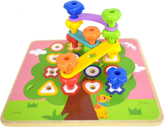 Tooky Toy multifunctioneel bord met gekleurde schroeven voor vormonderwijs