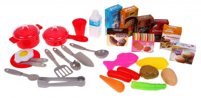 Interactieve bruine keuken + branders met geluid en licht + kraan + accessoires - 58 onderdelen