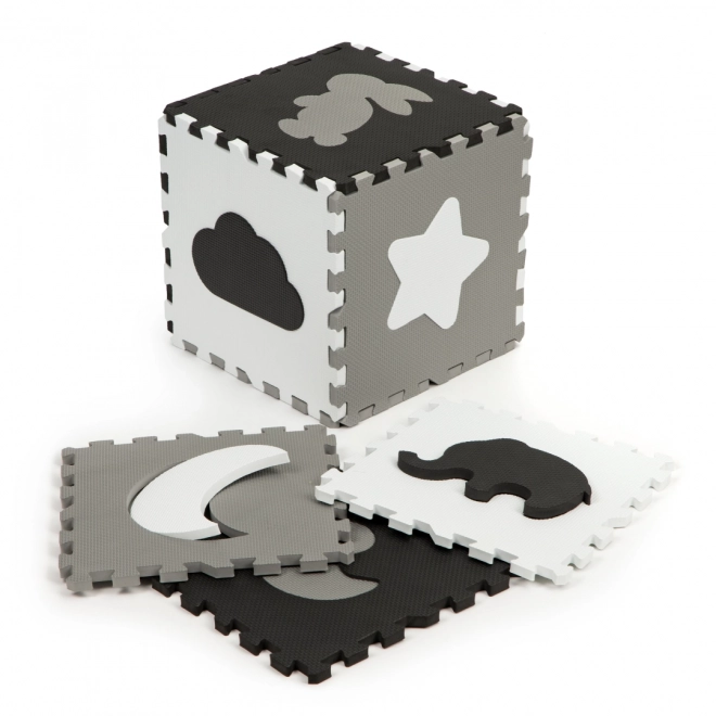 ECOTOYS Foam puzzel Dieren en vormen zwart-wit SX met randen