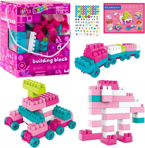 Ruimtelijke bouwblokken pastel roze – 150 delen