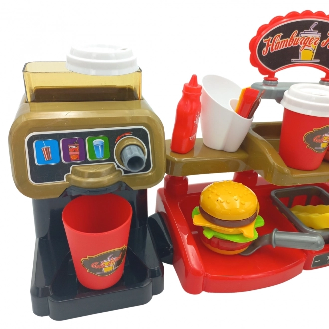 Speelgoed fastfood XXL WOOPIE met kassa en drankdispenser