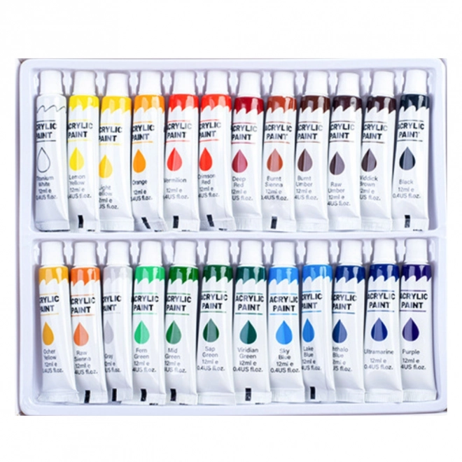 Set acrylverf voor kunstenaars 24×12 ml in tubes – rijk gepigmenteerd