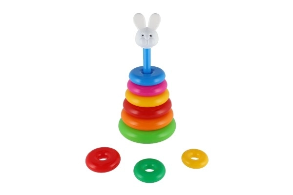 Stapelspel piramide met plastic ringen 28cm ass. 2 soorten in net 12m+