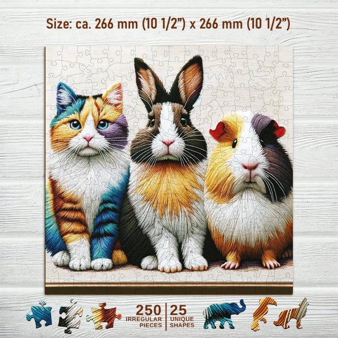 Houten puzzel Kat, Konijn en Cavia 250 stukjes van Wooden City