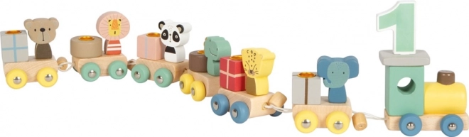 Houten verjaardags­treintje met dieren van Small Foot