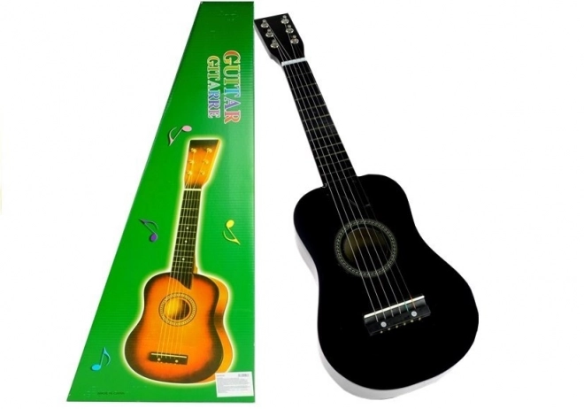 Houten klassieke gitaar met plectrum zwart 60 cm