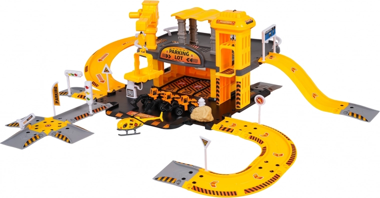 Twee verdiepingen tellende parkeerplaats met bouwzone