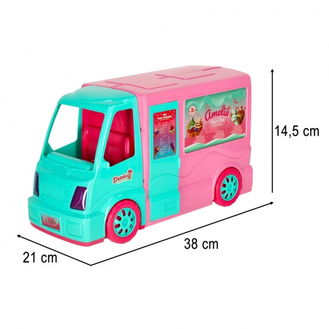 Camper voor poppen met foodtruck