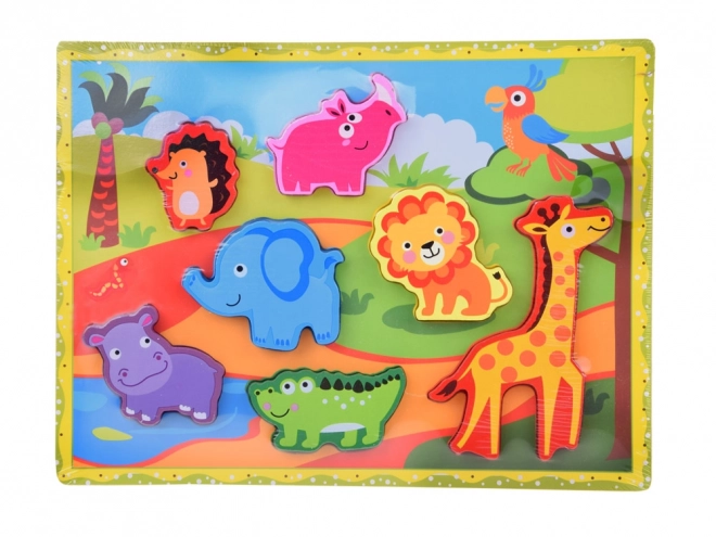Houten puzzel safari dieren vormen combineren ZA5256