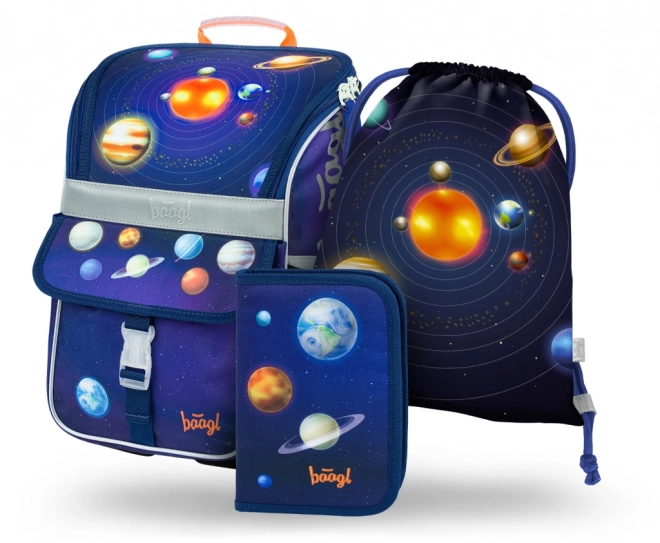 BAAGL SET 3 Zippy Planeten: Boekentas, etui, zak