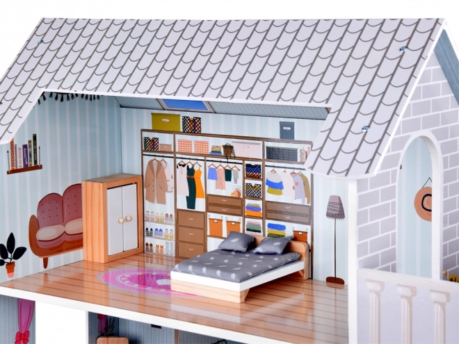 Betoverend huisje met meubels Stijlvolle houten villa voor poppen ZA5368