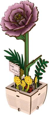 Houten puzzelbloem Pioenroos